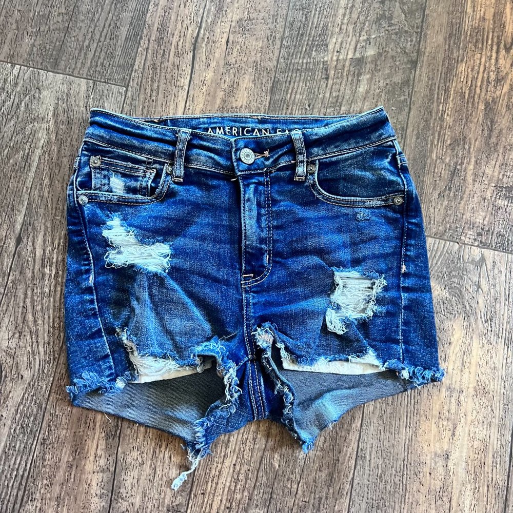 Ripped American Eagle Next Level Stretch Jean Shorts